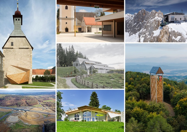 LANDPARTIEN STMK. – © © v.l.n.r.: Architekt_Reitmayr, planwerk.stadt, KREINERarchitektur ZT GmbH, Helfried Langhans, ASt – Architekturarchiv Steiermark, Johannes Sommer; Mitte: Schreyer David LANDPARTIEN STMK.