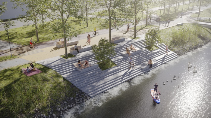 Sitzstufen Donaustrand beim Urfahraner Markt