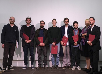 Anerkennungspreis TAB
vlnr: Franz Koppelstätter (afo), Falk Kremzow, Philippe Jans, Therese Leick, Wilhelm Scherübl, Charles Rauchs, Gudrun Schreiber (BKA), Gerhard Jagersberger (BKA)