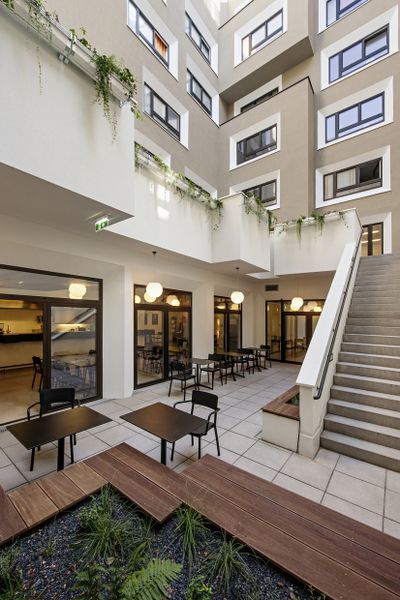neunerhaus hagenmüllergasse; Bauherr: WBV-GPA, neunerhaus; Architektur: pool Architektur ZT GmbH, Wien;Freiraumplanung: Rajek Barosch Landschaftsarchitektur, Wien