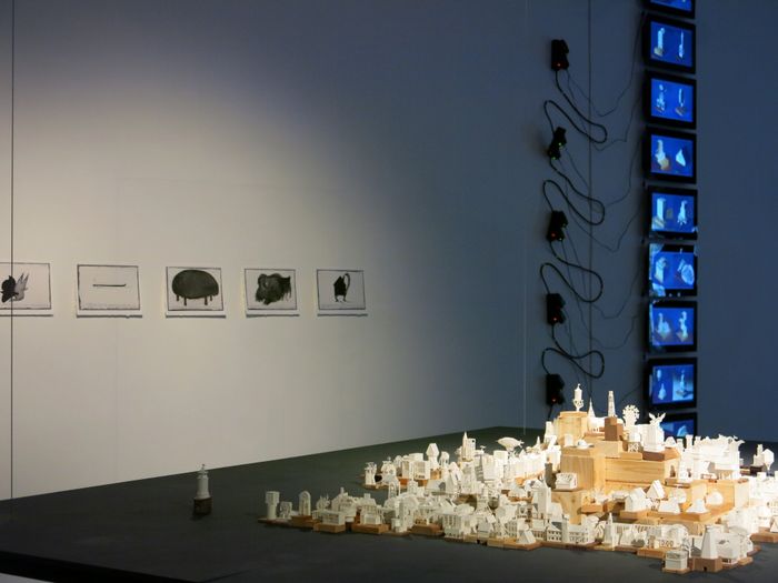 BAUhahaHAUS Paperholm / Charles Young (left), Nedko Solakov / Homes (right)